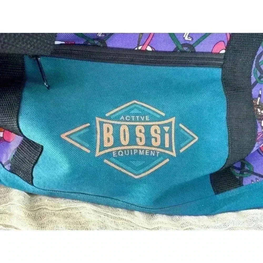 90s Bold Bossi‎ Active Equipment Duffel Bag purple flamingo belly dancer gym y2k